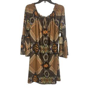 NWT Cowgirl Justice M Aztec Southwest Midi Dress Western Bell Sleeves